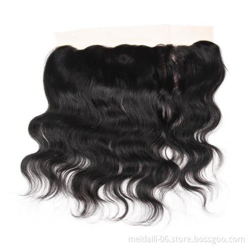 Wholesale price natural color body wave virgin brazilian hair 13x4 lace closure frontal closure body wave lace closure